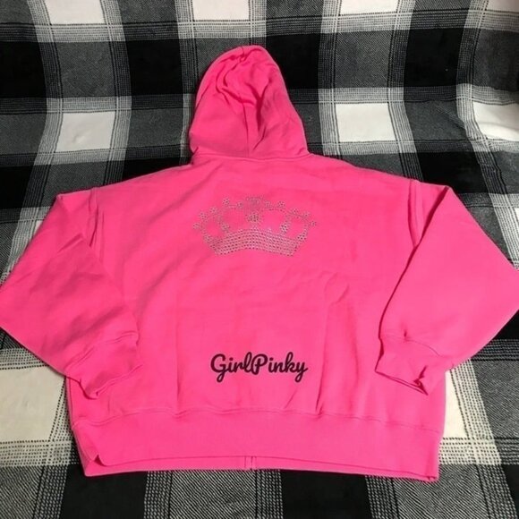 VS PINK CARMINE ROSE FULL ZIP HOODIE WITH BLING LOGO LIMITED EDITION SIZE MEDIUM - Picture 2 of 11